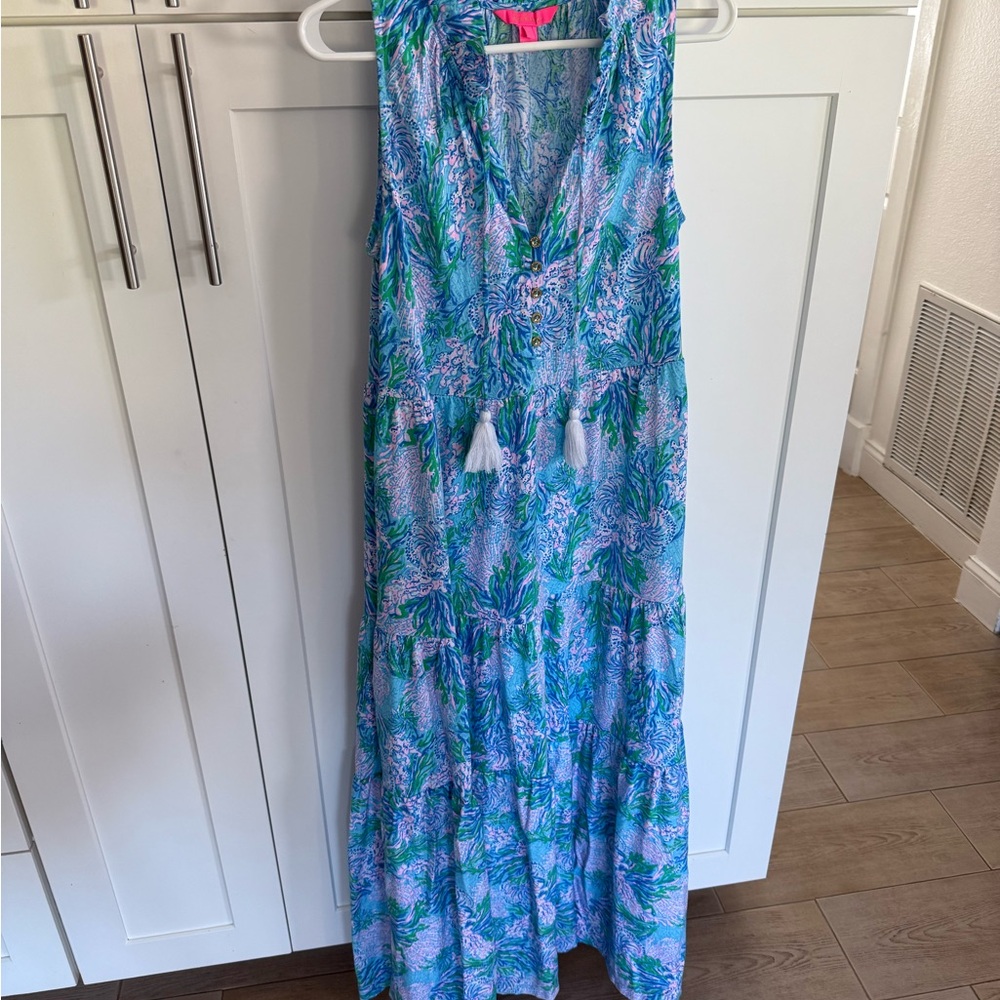 Lilly Pulitzer Blue and Green Patterned Dress NWOT